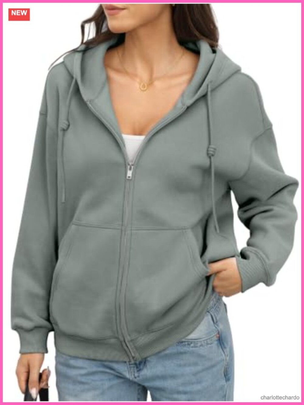 Oversized Fleece Zip Up Hoodie with Pockets, Long Sleeve, Casual Fall Jacket